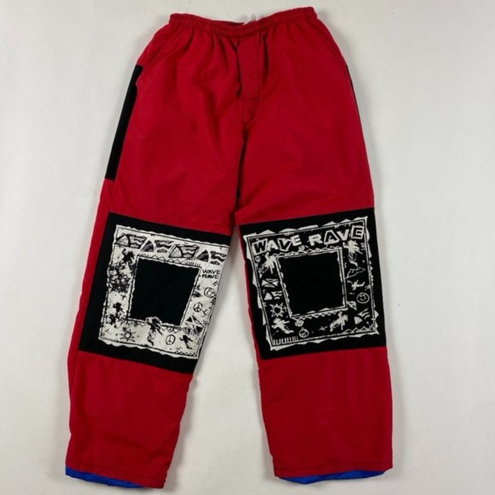 Vintage 90s Wave Rave Snowboard Pants Mens Small Ski Snow Red Nylon